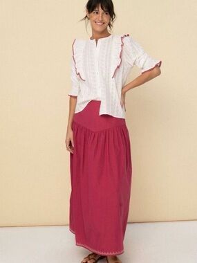 Sonmer Maxi Skirt in Raspberry Pink 100% Organic Cotton